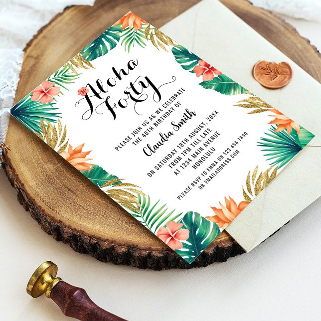Orange Tropical 40th Birthday Invitation (Creator Uploaded)