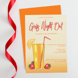Orange Tropical Citrus Drink Girls Night Out Invitation