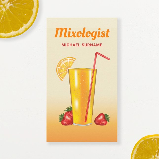 Orange Tropical Citrus Drink Mixologist Bartender Business Card (Creator Uploaded)
