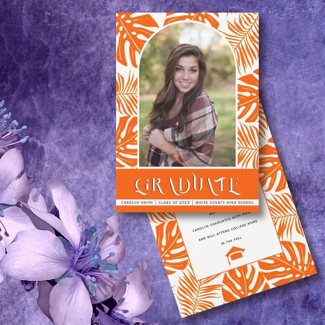 Orange tropical Class of 2024 photo graduation Announcement (Creator Uploaded)