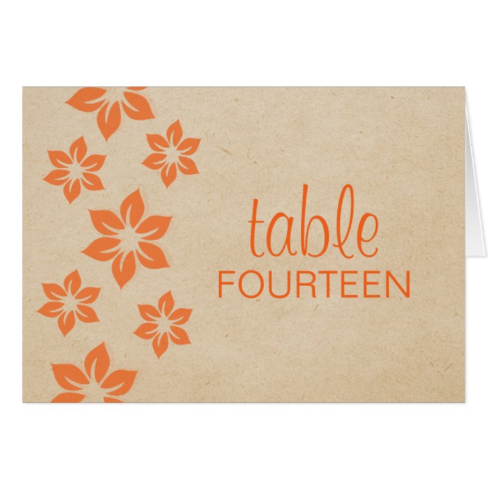 Orange Tropical Floral Table Number Card