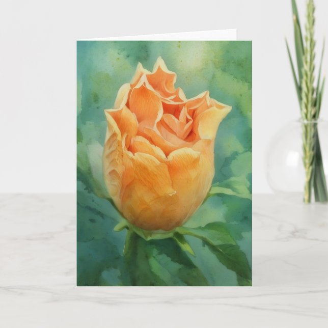 Orange Tropical Flower Art Note Card (Front)