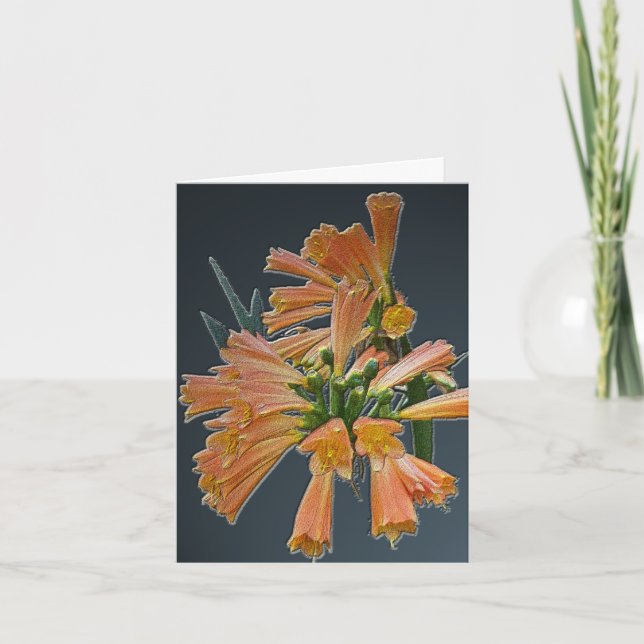 Orange Tropical Flower Note Card (Front)