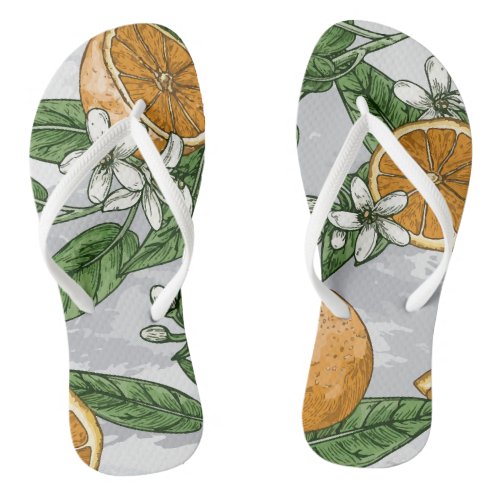 Orange Tropical Fruit Pattern Light Flip Flops