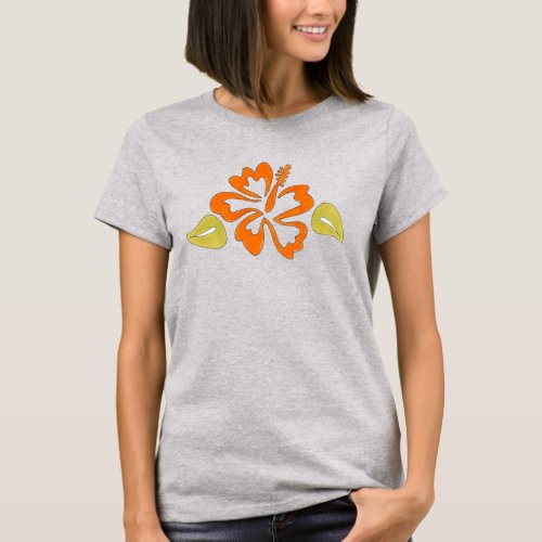 Orange Tropical Hawaiian Hibiscus Flower Blossom T_Shirt