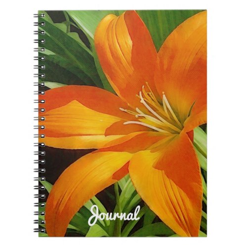 Orange Tropical Lily Flower Art Journal Notebook