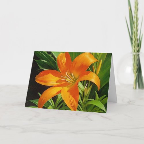 Orange Tropical Lily Flower Art Note Card