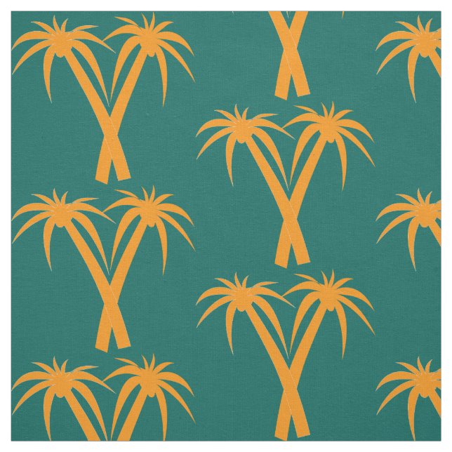 Orange tropical retro Palm Trees Fabric (Swatch)