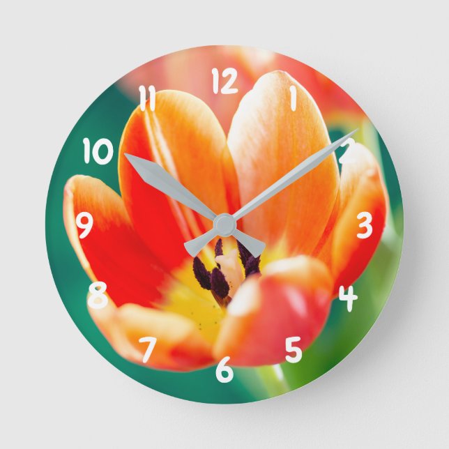 Orange Tulip Acrylic wall clock (Front)
