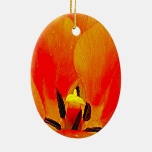Orange Tulip Ceramic Ornament