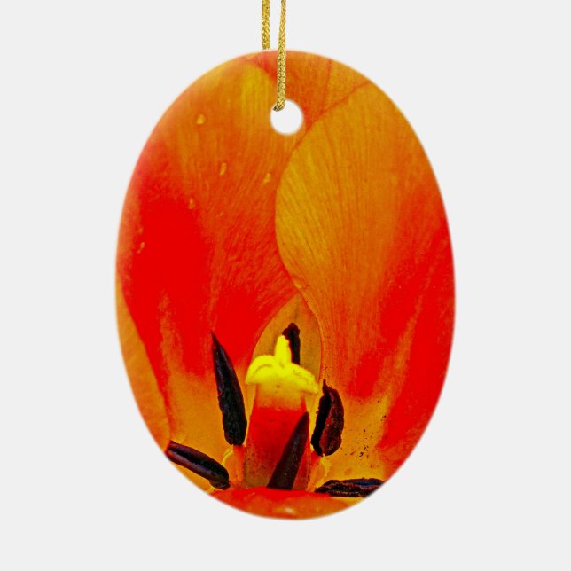 Orange Tulip Ceramic Ornament (Back)