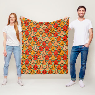Orange Tulip Field Fleece Blanket