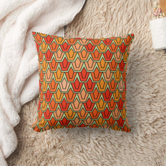 Orange Tulip Field  Throw Pillow (Blanket)
