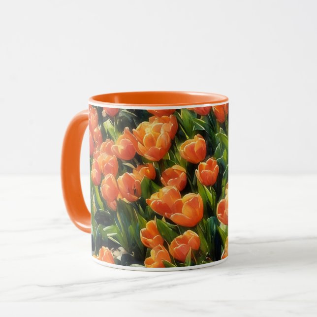 Orange Tulip Flower Garden Art Mug Cup (Front Left)
