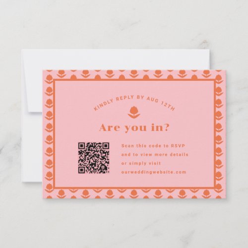 Orange Tulip Flower RSVP with QR Code