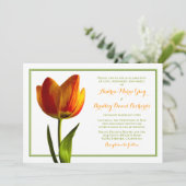 Orange Tulip Flower Wedding Invitation (Standing Front)