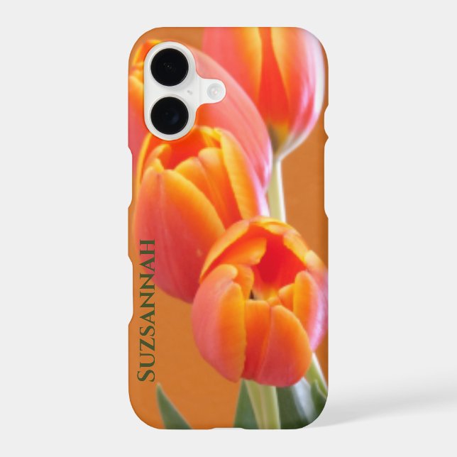 Orange Tulip Flowers Custom Add Your Name Case-Mate iPhone Case (Back)