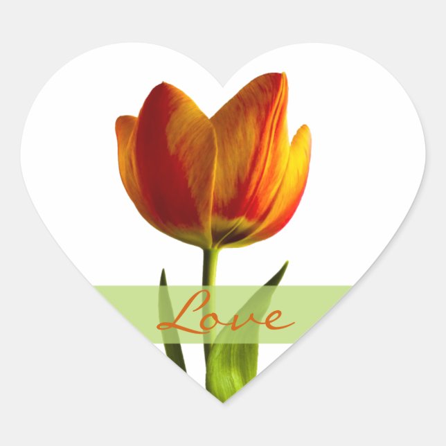 Orange Tulip Love Heart Wedding Envelope Seal (Front)