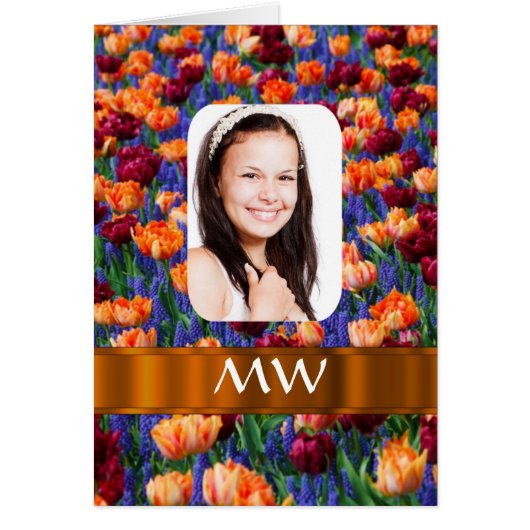 Orange tulip personalized photo cards (Front)