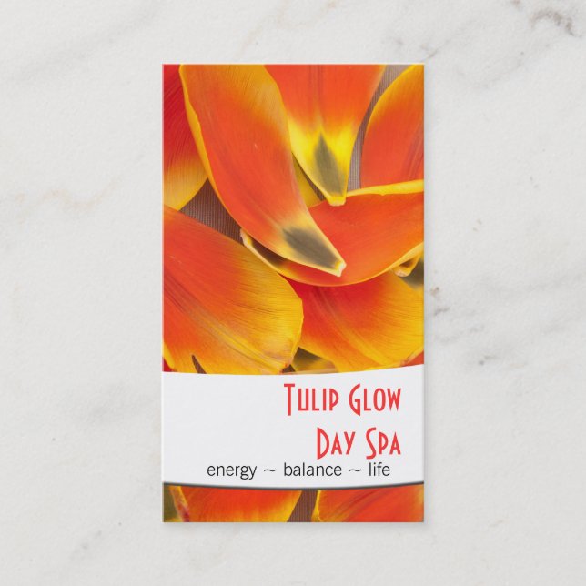 Orange Tulip Petals Photograph Appointment Card (Front)