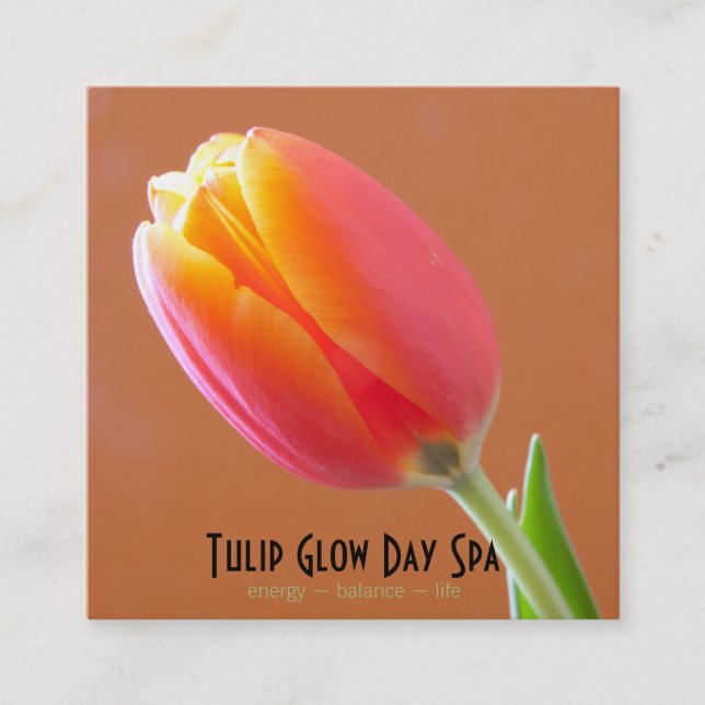 Orange Tulip Photo Business Appointment Card (Front)
