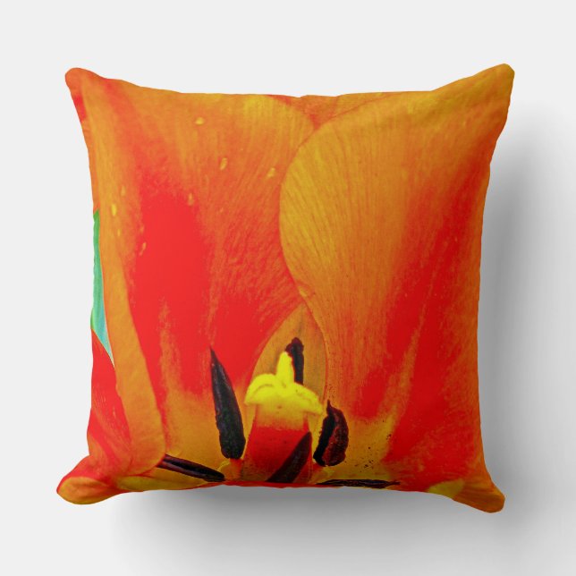 Orange Tulip Throw Pillow (Front)