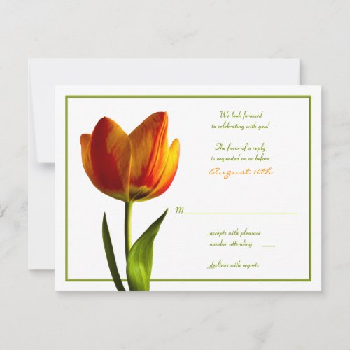 Orange Tulip Wedding Reply Card Invitations