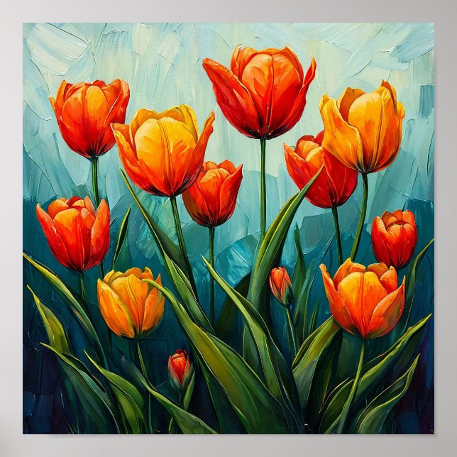 Orange tulips Bright Spring Floral Home Decor 🎁 (Front)