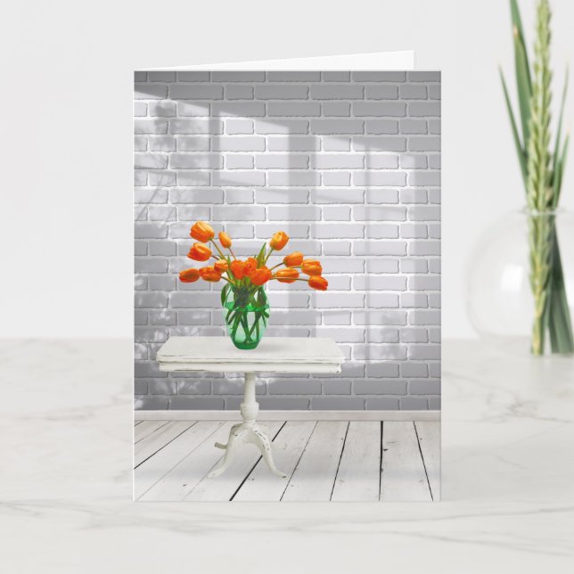 Orange Tulips in Window Shadow Card (Front)