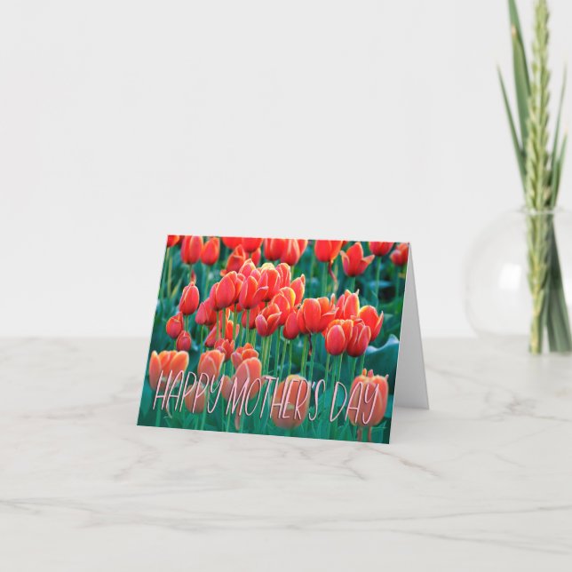 Orange Tulips Photo Happy Mother's Day Card (Front)