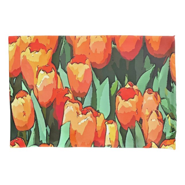 Orange Tulips Pillow Case (Front)