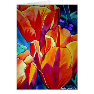 Orange Tulips watercolor art flower painting Cards