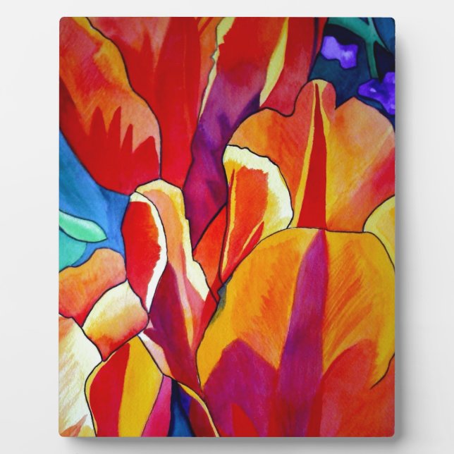 Orange Tulips watercolor art flower painting Plaque (Front)