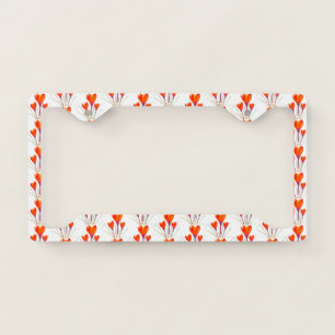 Orange Tulips White Background Customized Modern License Plate Frame