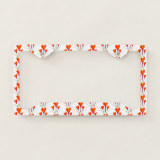 Orange Tulips White Background Customized Modern License Plate Frame
