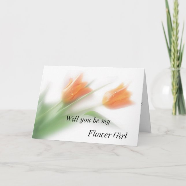 orange tulips - Will you be my Flower Girl Invitation (Front)