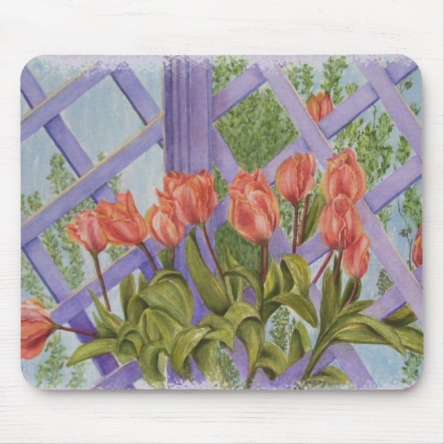 ORANGE TULIPS WITH PURPLE LATTICE MOUSEPAD (Front)