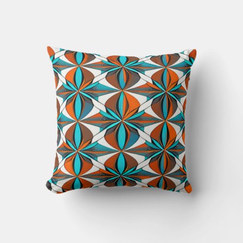 Orange Turquoise abstract design pillow