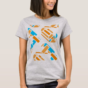 Orange Turquoise Blue Diagonal Southwest Art Look T-Shirt