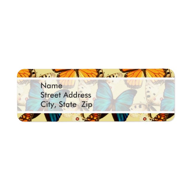 Orange & Turquoise Butterflies; Butterfly Pattern Label (Front)