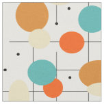Orange Turquoise Circles Lines Mid Century Modern Fabric
