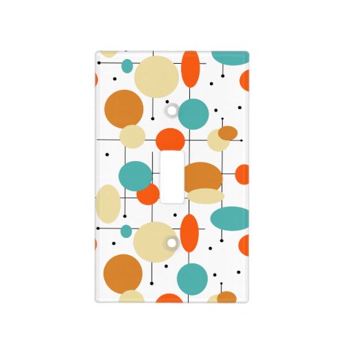 Orange Turquoise Circles Mid Century Retro Light Switch Cover