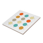 Orange Turquoise Cream Circles Mid Century Ceramic Tile<br><div class="desc">This mid century modern ceramic tile is bright and cheerful... add a little fun to your tiling project with this mid mod design featuring two shades of orange,  turquoise blue,  cream,  tan circles,  on black grid lines.</div>