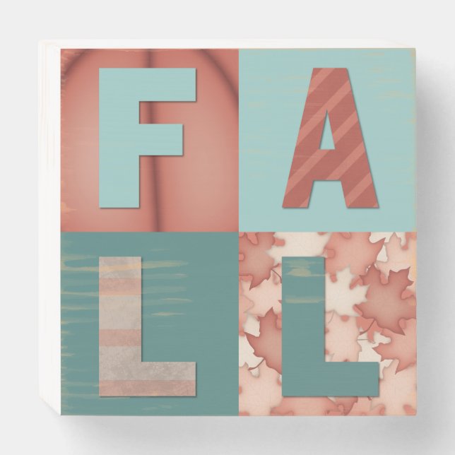 Orange Turquoise Fall Wooden Box Sign (Front Horizontal)