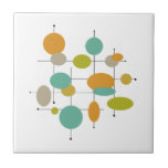 Orange Turquoise Green Circles Mid Century Retro Ceramic Tile<br><div class="desc">This orange,  turquoise,  green,  and gold retro geometric circles and lines mid century ceramic tile will not only add a pop of color to the room,  but will be an original art piece in your tiling project.</div>