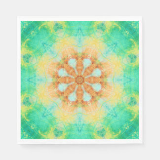 orange & turquoise mandala | kaleidoscope pattern napkins