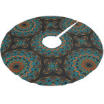 Orange-Turquoise on Black Kaleidoheart Brushed Polyester Tree Skirt