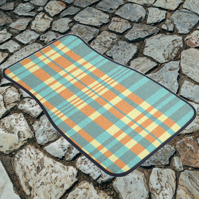 Orange & Turquoise Plaid Car Floor Mat (Creator Uploaded)