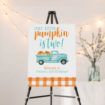 Orange & turquoise Pumpkin Harvest Truck Welcome