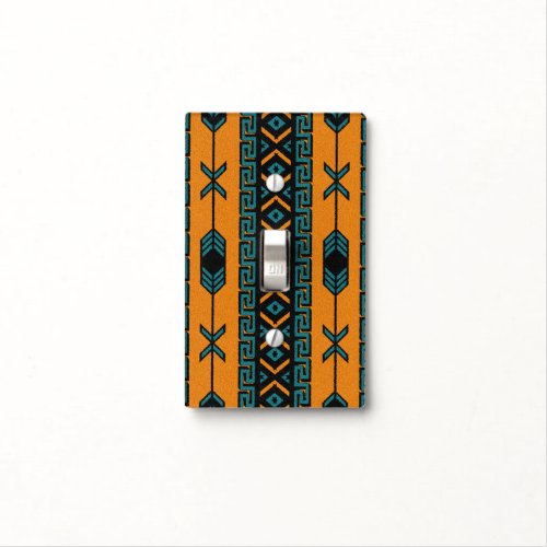 Orange Turquoise Southwest Tribal Aztec Design Light Switch Cover